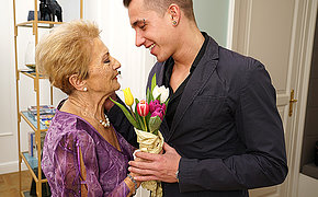 Naughty granny gets a visit from her toyboy